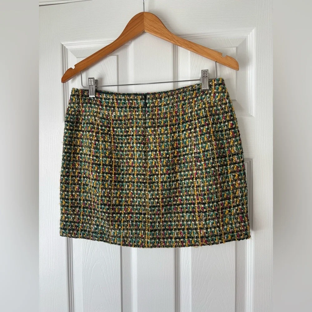 J.Crew multicolor tweed mini skirt with front zip pockets size 4_3